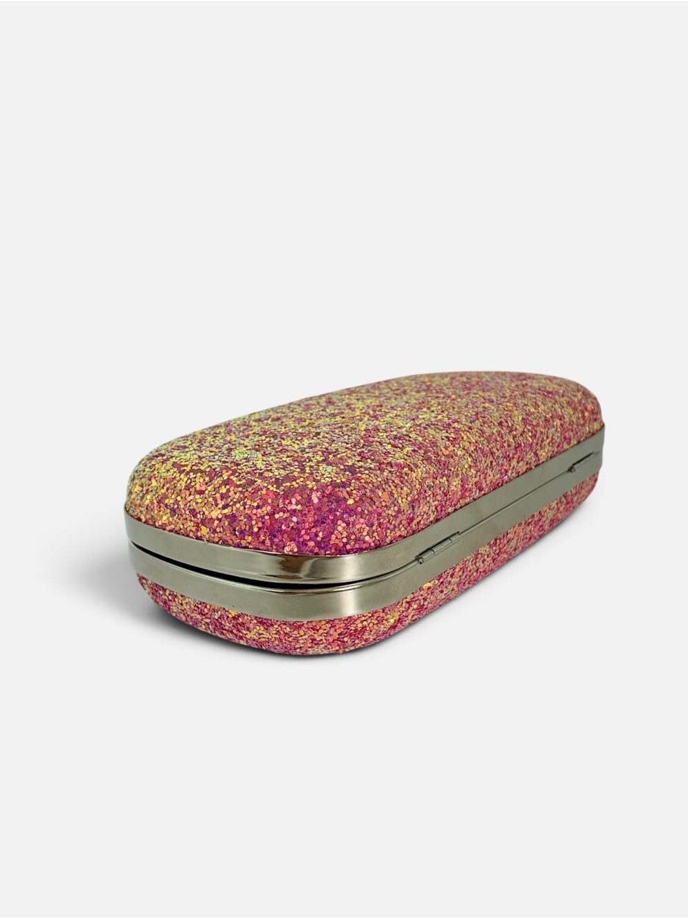 Pink Glitter Ring-Clasp Evening Clutch with Chain - Picture 6 of 9